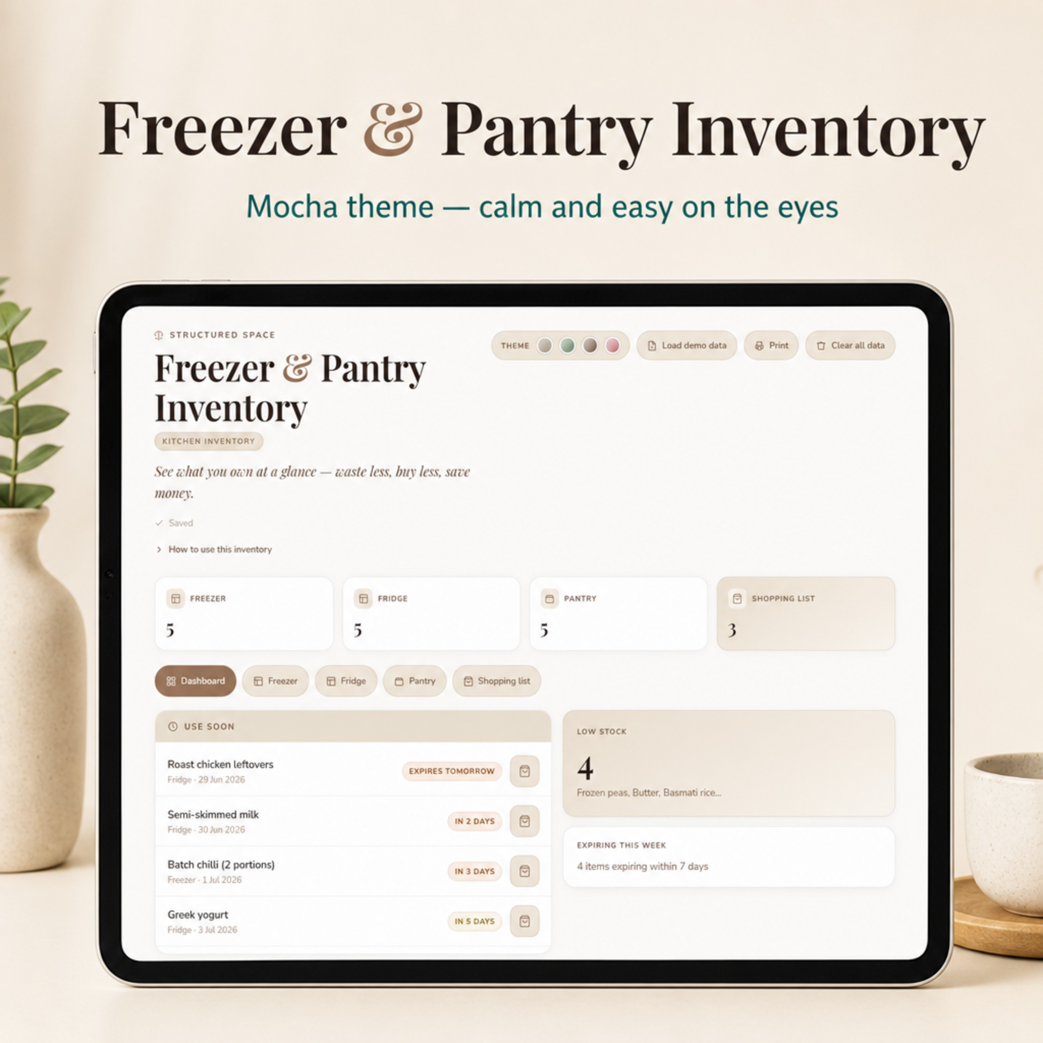 Freezer & Pantry Inventory | Interactive Digital Kitchen Stock Tracker with Expiry Alerts