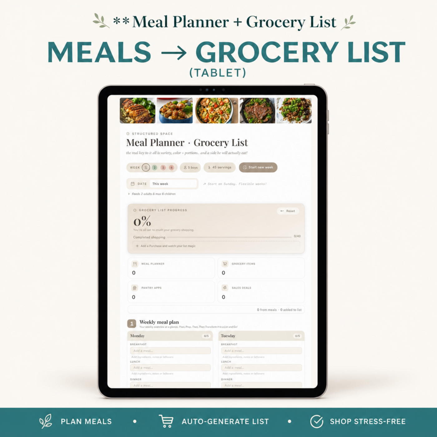 Meal Planner | Single Page Digital Planner