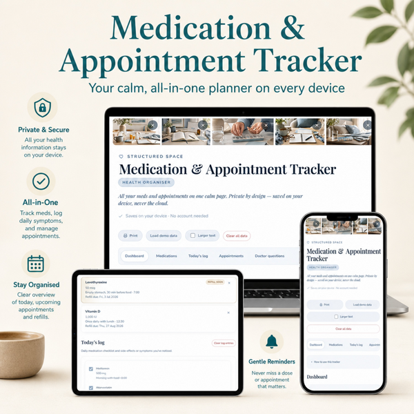 Medication & Appointment Tracker | Private Digital Medical Planner for Patients & Caregivers