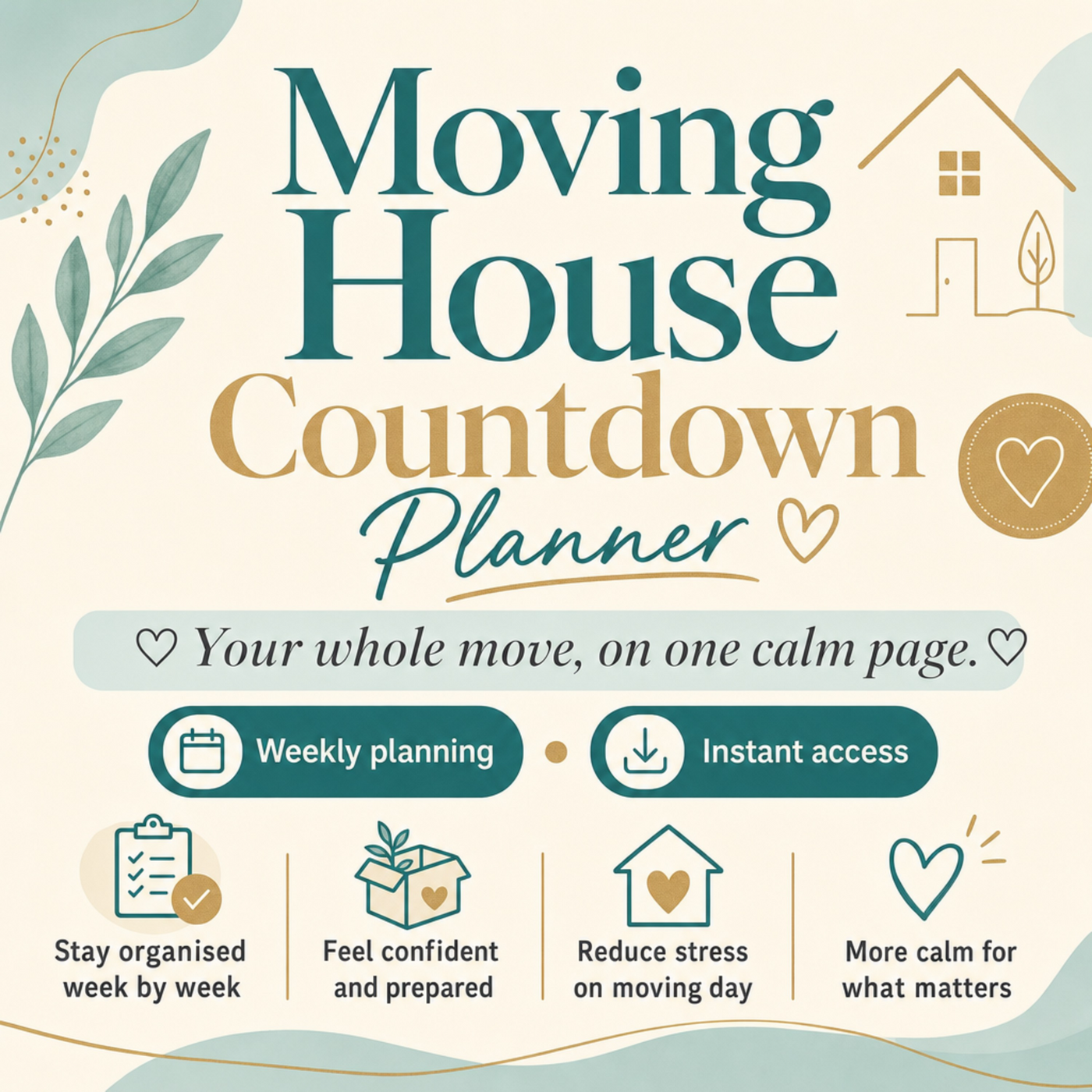 Moving House Countdown Planner | Interactive Digital Moving Checklist & Budget