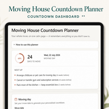 Moving House Countdown Planner | Interactive Digital Moving Checklist & Budget thumbnail