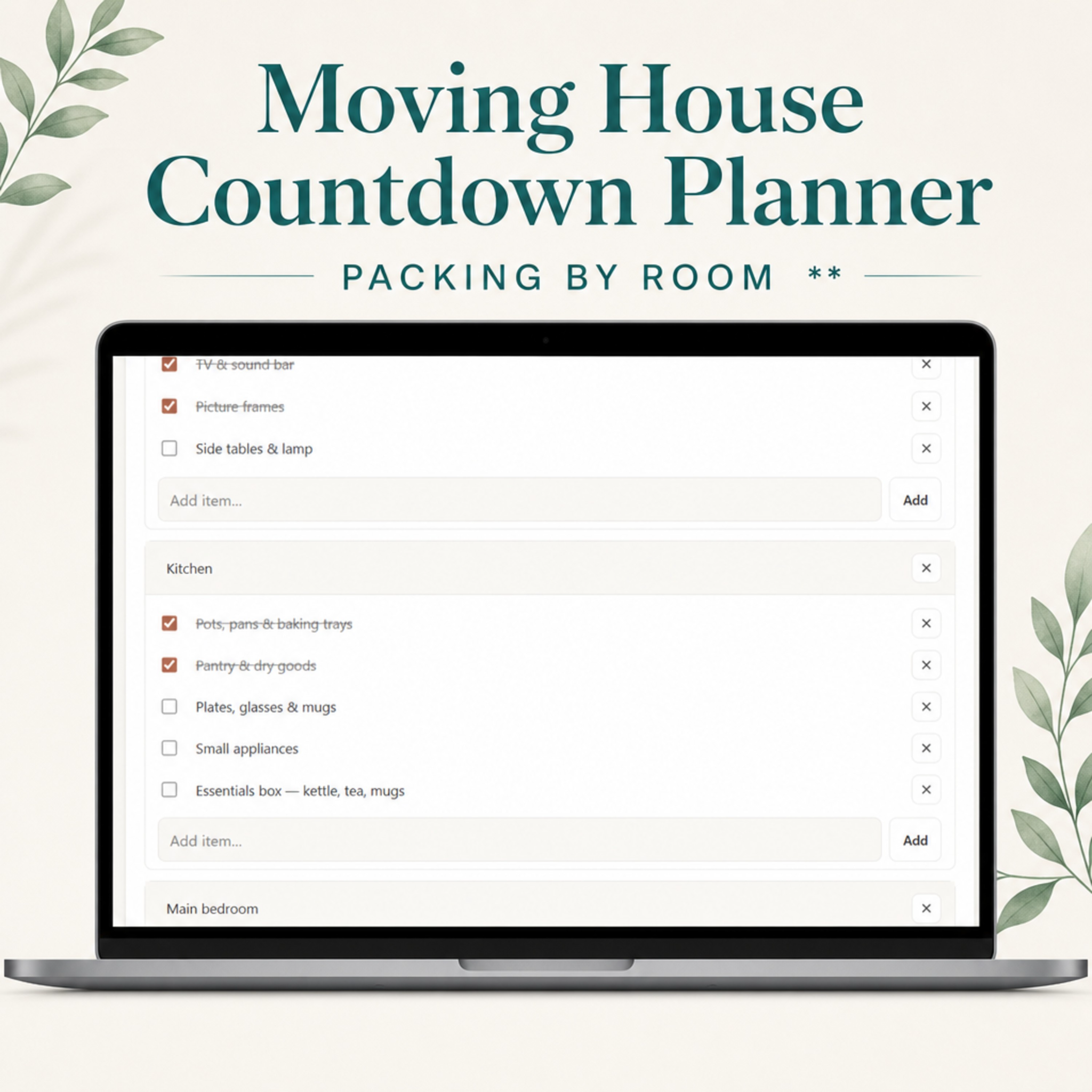 Moving House Countdown Planner | Interactive Digital Moving Checklist & Budget